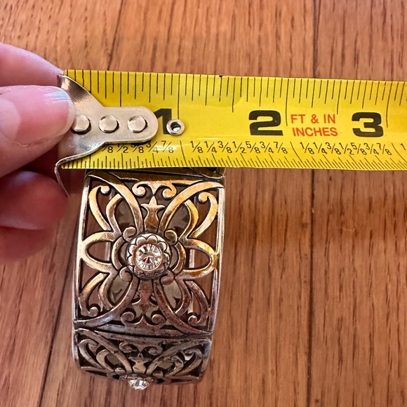 Brighton BELMONTE Silver Flower Filigree Crystal Square‎ Bracelet - Picture 7 of 8